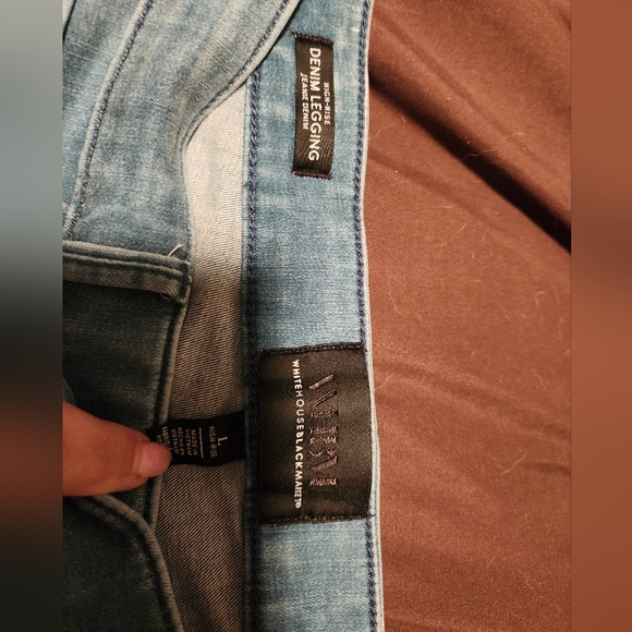 Whbm High Rise Demin Legging light blue jeans size large - Picture 2 of 5